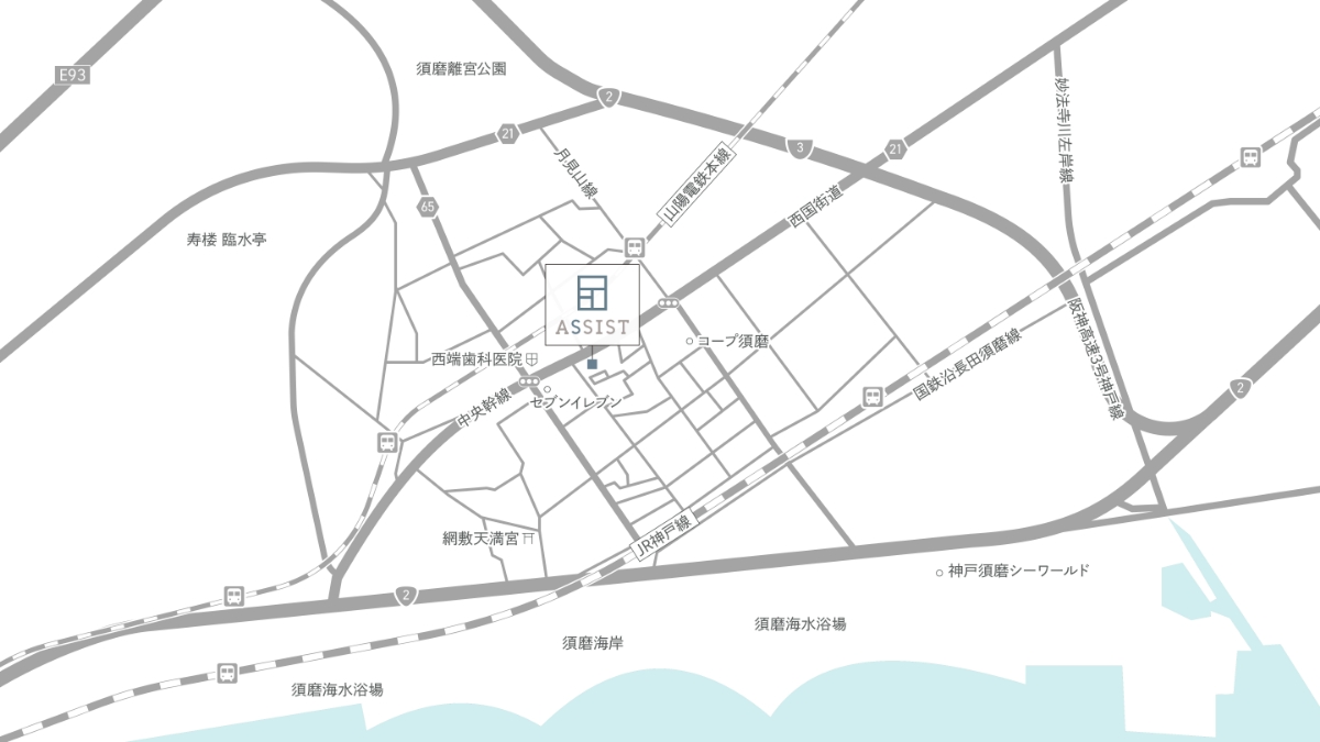 アシストのアクセスマップ